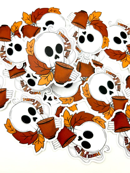 Pumpkin Spice Skull Sticker