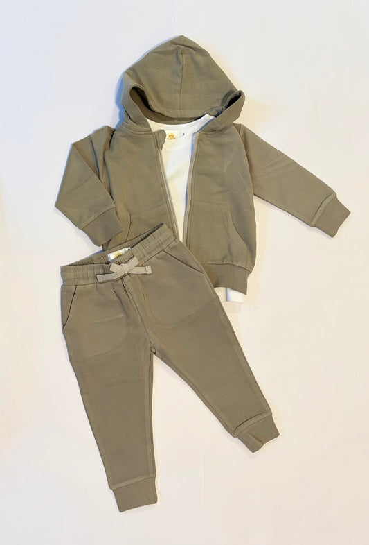 Green Zip Up Hoodie Set